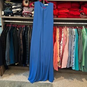 Mango blue pleated sleeveless maxi dress. Size S